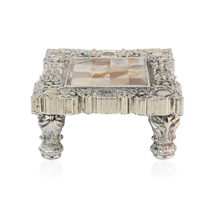 999 Silver Plated Mother of Pearl Chowki