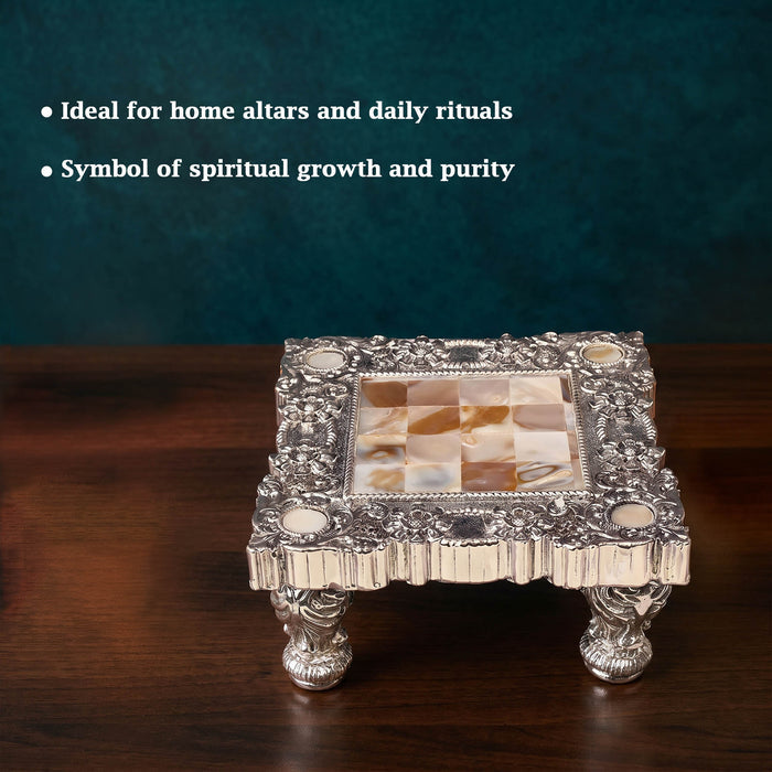 999 Silver Plated Mother of Pearl Chowki