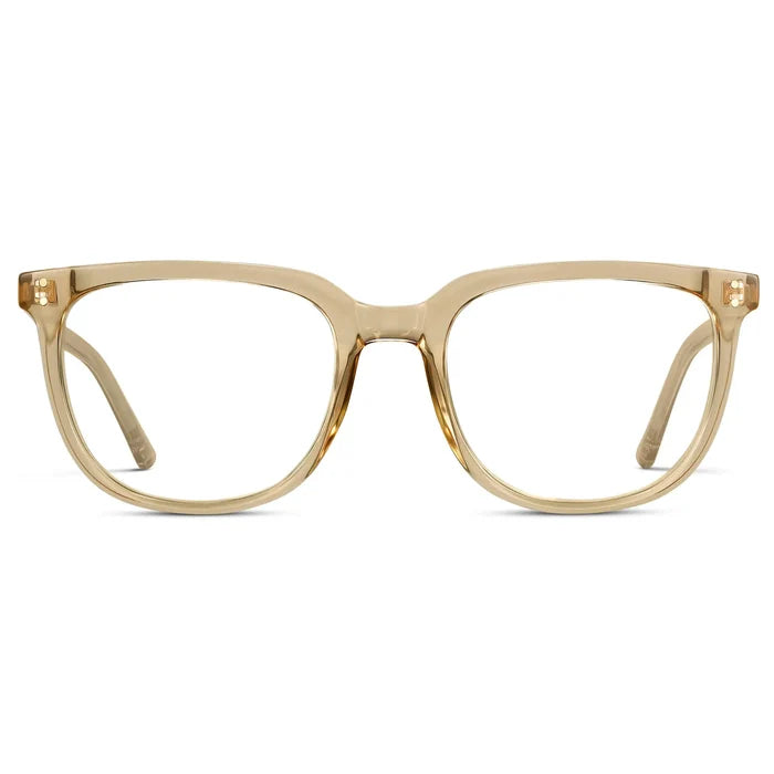 Champagne Crystal || Men's Square Eyeglasses with Champagne Crystal Frame Glasses and Clear Prescription Lenses on a white background