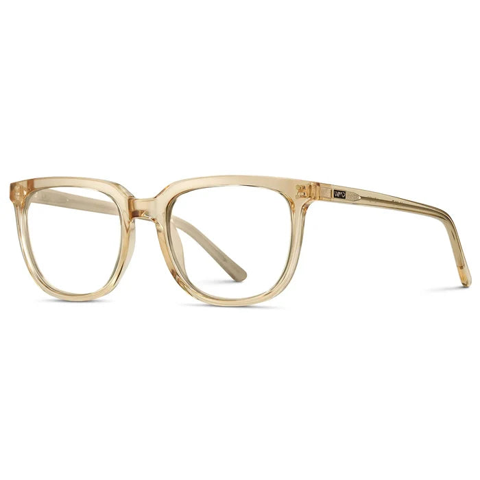Champagne Crystal || Side view of Men's Square Eyeglasses with Champagne Crystal Frame Glasses and Clear Prescription Lenses on a white background