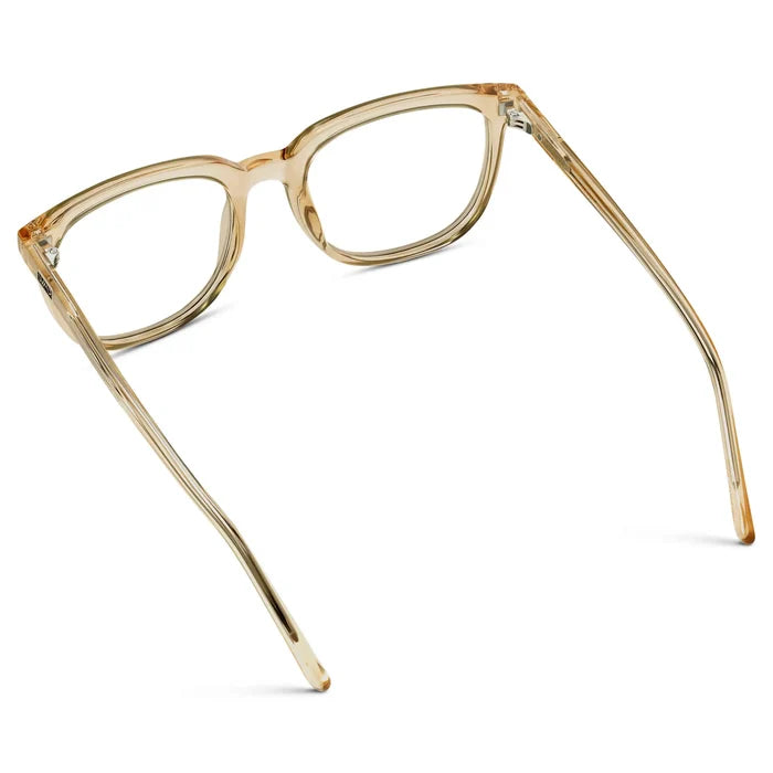 Champagne Crystal || Back view of Men's Square Eyeglasses with Champagne Crystal Frame Glasses and Clear Prescription Lenses on a white background