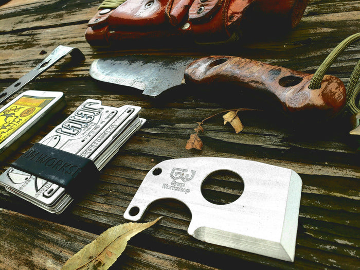 The adze tool multifunctional blade and credit card knife.