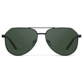 Black / G15 || Men's Stainless Steel Aviator Prescription Sunglasses with Black Frame and Green Lens on a white background