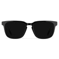 Black / Triple Black Lens || Front view of Men's Rectangular Polarized Sunglasses with Black Frame and Black Lens on a white background