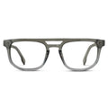 Charcoal Grey || Men's Rectangular Double Bridge Aviator Prescription Glasses with Charcoal Grey Frame and Clear Lenses on a white background