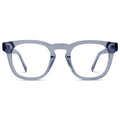 Crystal Lilac Grey || Blue Square Frame Blue Light Blocking Glasses for Computer Use on a white background