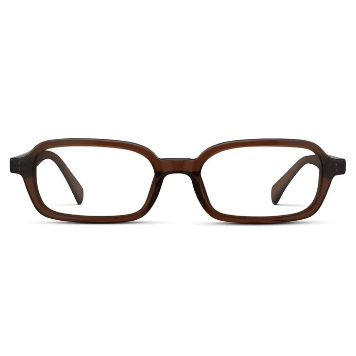 Cocoa Brown || Women's Rectangular Prescription Eyeglasses with Cocoa Brown Frame and Clear Lenses on a white background