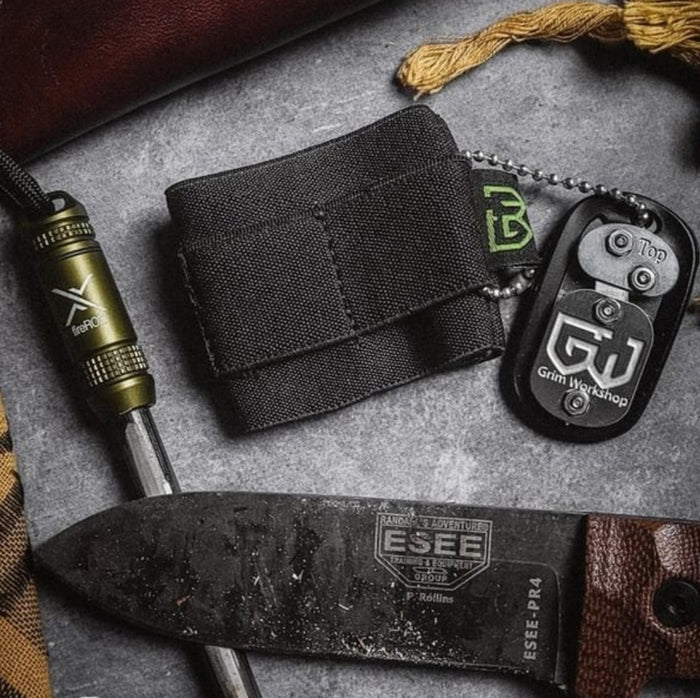 Bandit EDC pocket gear organizer and elastic edc bands. Grim Bandit elastic wallet band and everyday carry storage