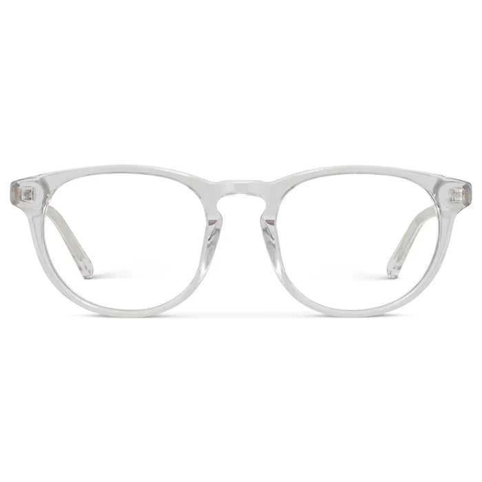 Clear || Women's Retro-Inspired Oval Blue Light Blocking Glasses with a Clear Acetate Frame and Clear Lens