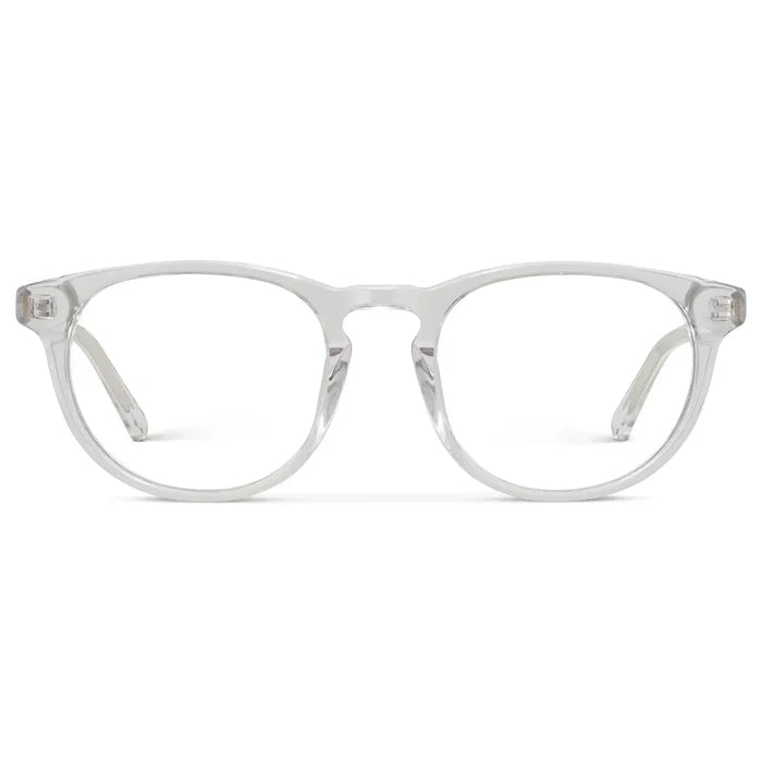 Clear || Women's Retro-Inspired Oval Prescription Glasses with a Clear Acetate Frame and Clear Lens