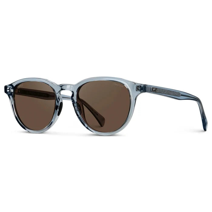 Denim Blue / Brown Lens || Unisex Round Sports Performance Sunglasses with Denim Blue Acetate Frame and Brown Polarized Oleophobic Lens