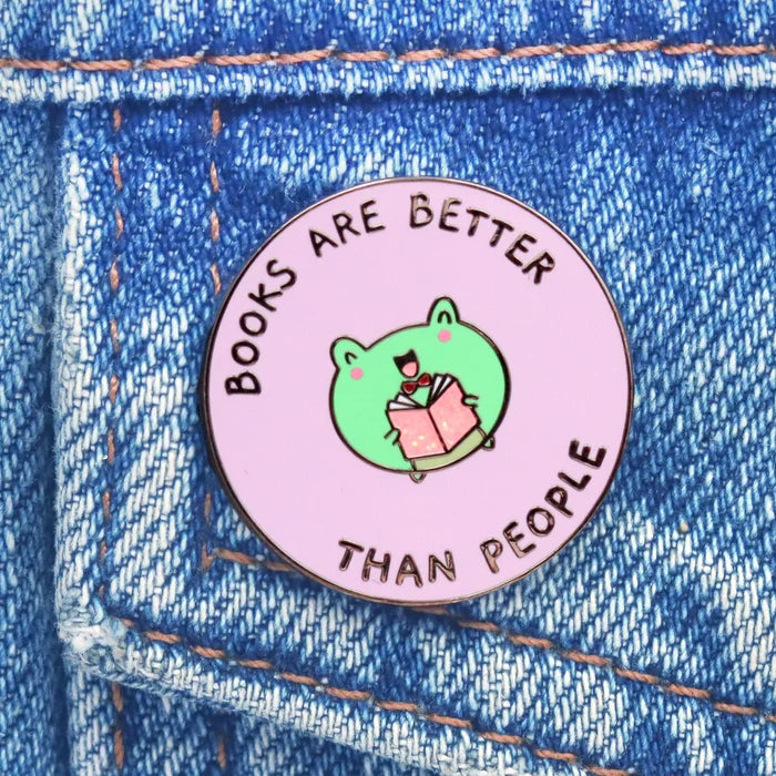 Books Are Better Than People Frog ENAMEL PiN