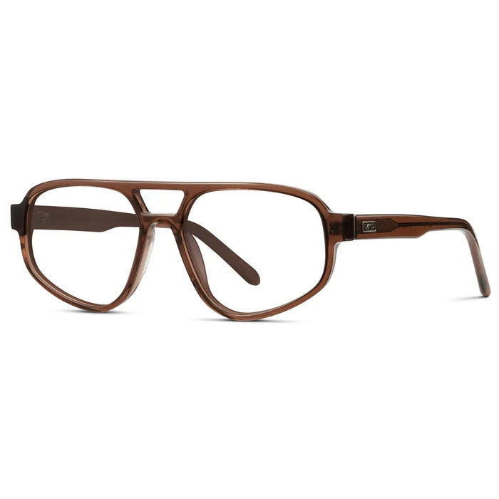 Crystal Brown || Side view of Women's Aviator Prescription Glasses with Crystal Brown Frame and Clear Lenses on a white background