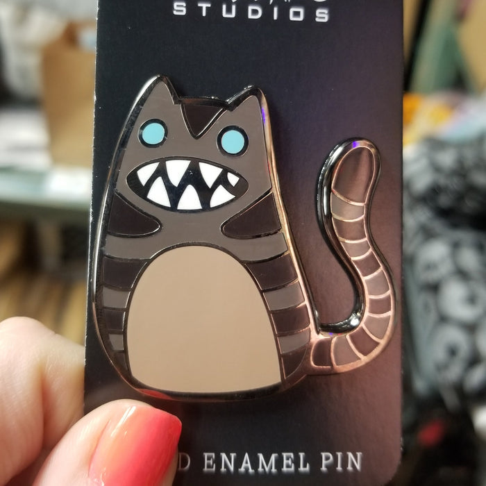 Brown Tabby Cat with Teeth ENAMEL PIN