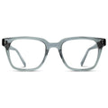 Denim Blue || Blue Square Frame Blue Light Blocking Glasses for Computer Use on a white background