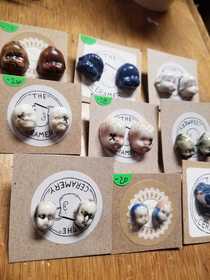 Ceramic Beeb Head EARRiNGS by The Ceramery