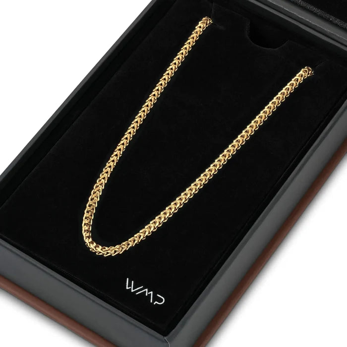 Gold / 22" || Gold Block Chain Necklace in a jewelry box