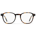 Whiskey Tortoise || Men's Modern Geometric Square Blue Light Blocking Glasses with Whiskey Tortoise Acetate Frame and Clear Lens on a white background