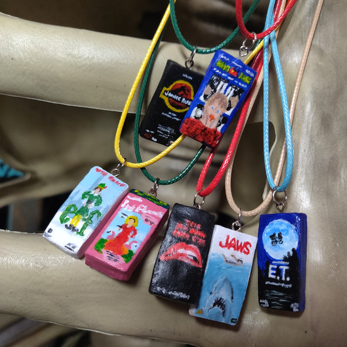 Clay VHS Movie Covers Charm Necklaces