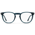 Crystal Steel Blue || Women's Round Eyeglasses with Crystal Steel Blue Acetate Frame and Clear Prescription Lens on a white background