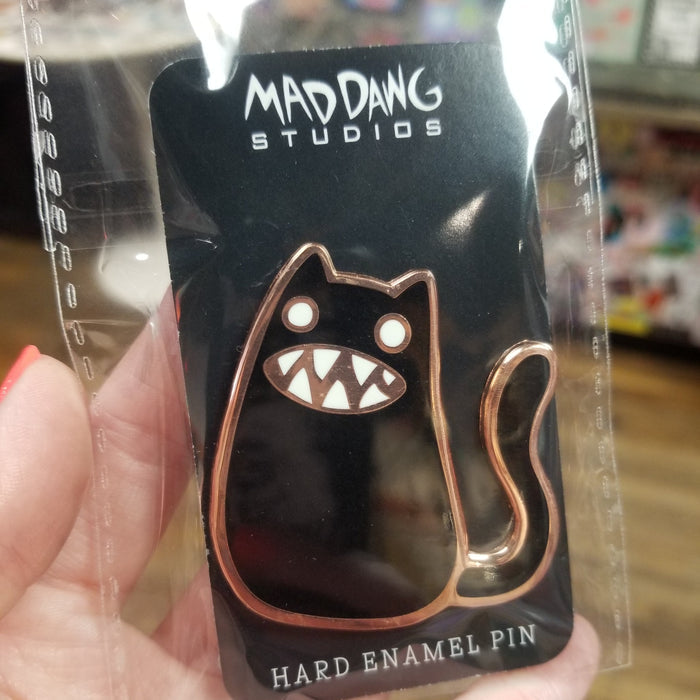 Copper Plated Rose Gold Cat with Teeth ENAMEL PIN