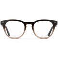 Cocoa Brown Fade || Women's Cocoa Brown Fade round acetate frame with clear blue light blocking lens on a white background