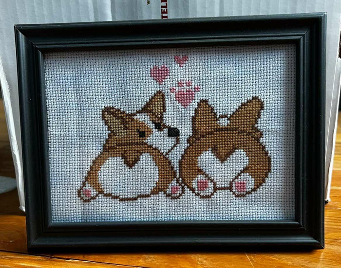 Corgis Framed Cross-Stitch