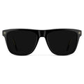 Black / Triple Black Lens || Front view of Men's Rectangular Polarized Sunglasses with Black Frame and Black Lens on a white background