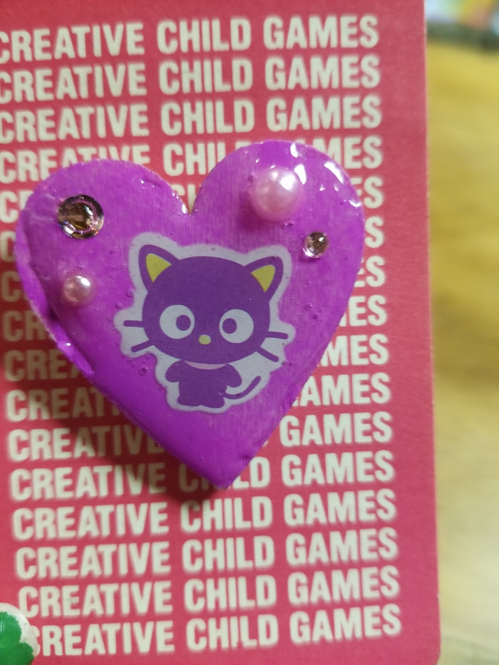 Purple Heart Cat with Jewels