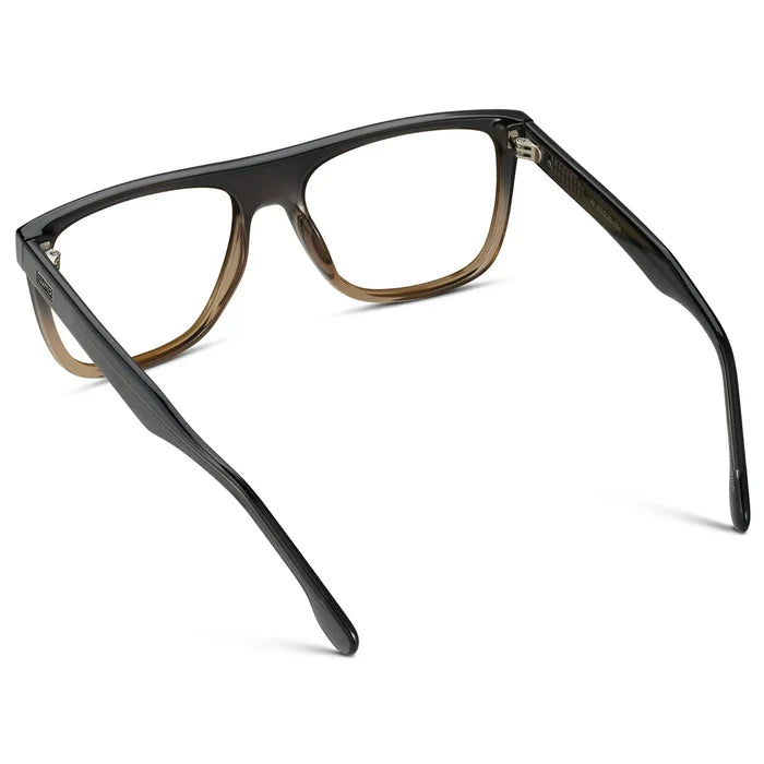 Carbon Champagne || Back view of Men's Square Prescription Glasses with Carbon Champagne Frames and Clear Lenses on a white background