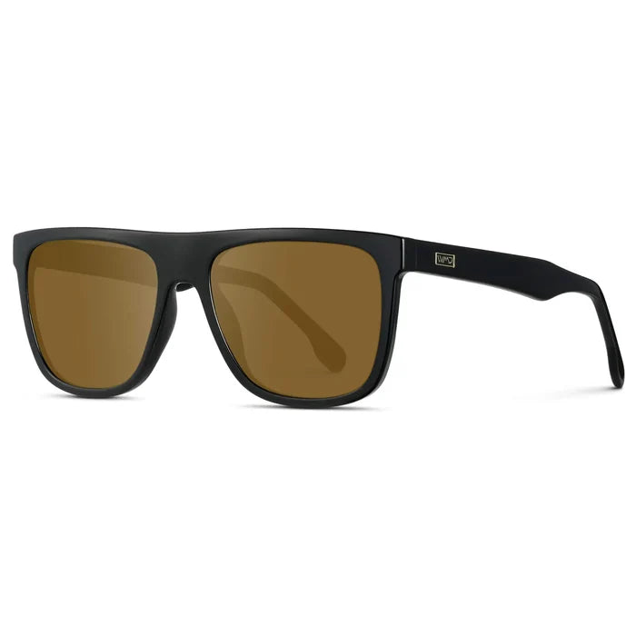 Black / Amber || Men's Square Flat-Top Prescription Sunglasses with Black Frame and Brown Lens