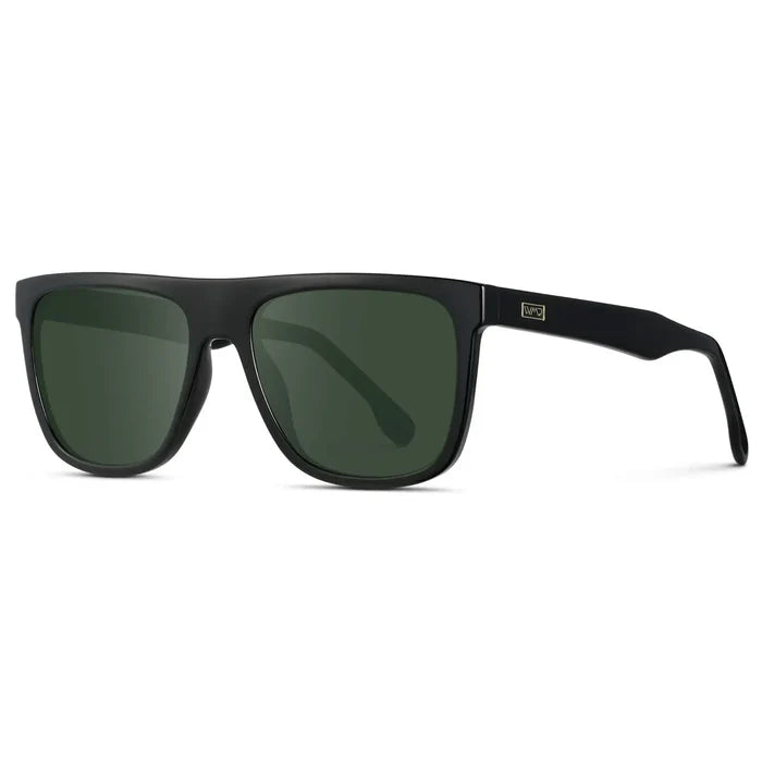 Black / G15 || Men's Square Flat-Top Prescription Sunglasses with Black Frame and Green Lens