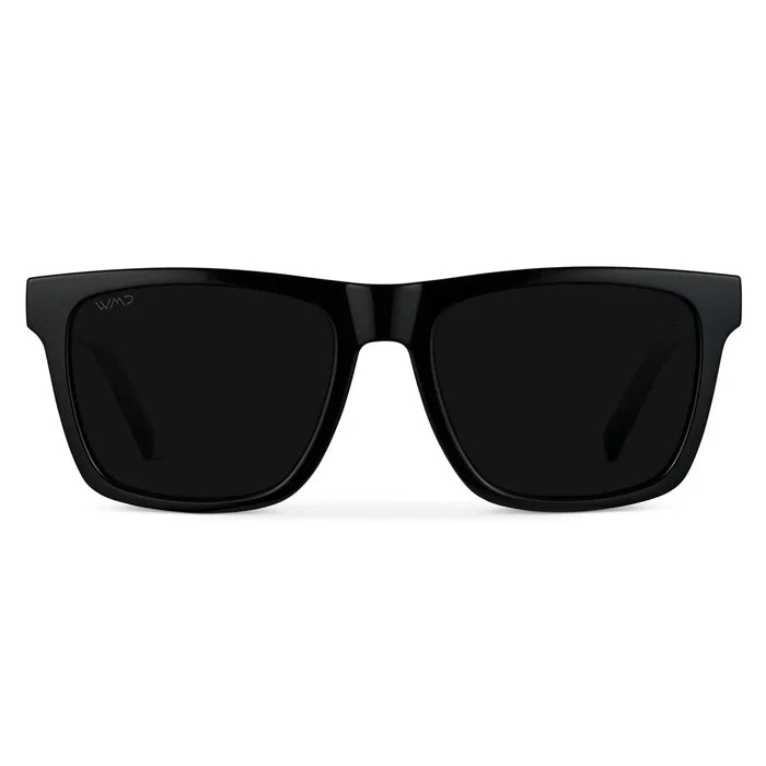 Black / Triple Black Lens || Men's Black Square Polarized Sunglasses with Triple Black Lenses