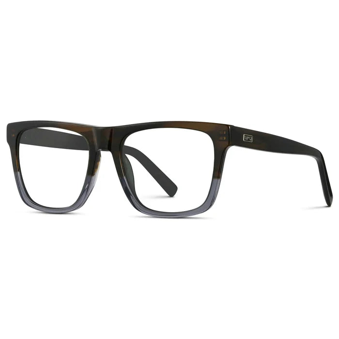 Blue Forest Fade || Side view of Men's Square Eyeglasses with Blue Forest Fade Frame and Clear Prescription Lenses on a white background