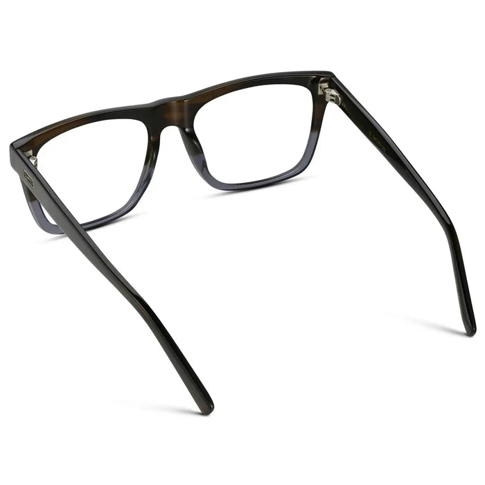 Blue Forest Fade || Back view of Men's Square Eyeglasses with Blue Forest Fade Frame and Clear Prescription Lenses on a white background