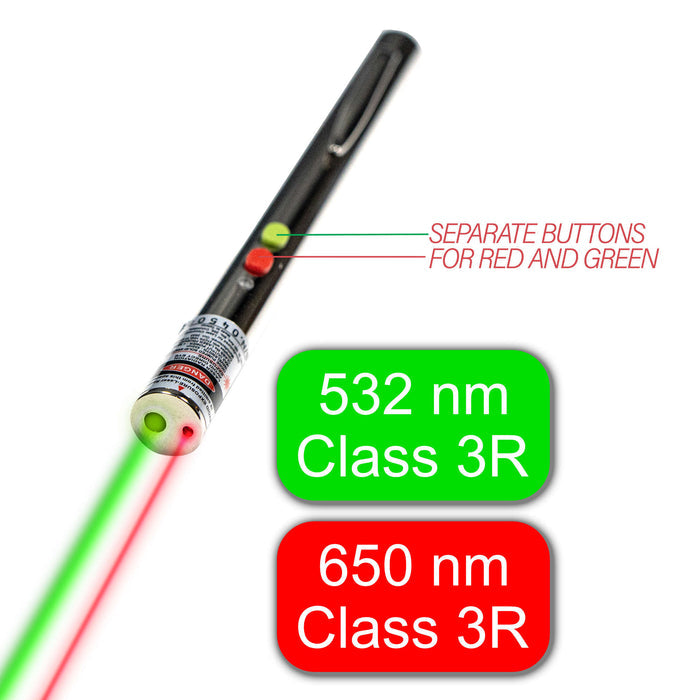 Class 3R dual red and green laser pointer with case for classroom presentations