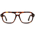 Ruby Tortoise || Women's Double Bridge Oversized Aviator Eyeglasses with Ruby Tortoise Acetate Frame and Clear Prescription Lens on a white background