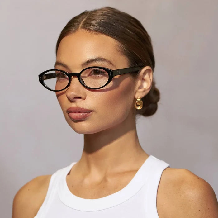 Black || Women's Elongated Oval Prescription Eyeglasses with Black Frame and Clear Lens