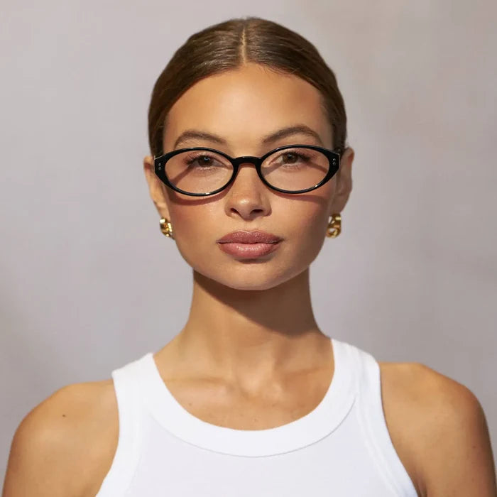 Black || Women's Elongated Oval Prescription Eyeglasses with Black Frame and Clear Lens