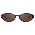 Red Garnet / Brown Lens || Women's Elongated Oval Sunglasses with Red Garnet Frame and Brown Lens on a white background