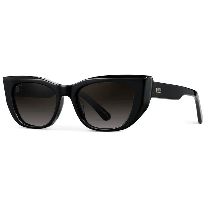 Black / Oak Brown Gradient Lens || Women's Polarized Sunglasses with black acetate frame and oak brown gradient lens