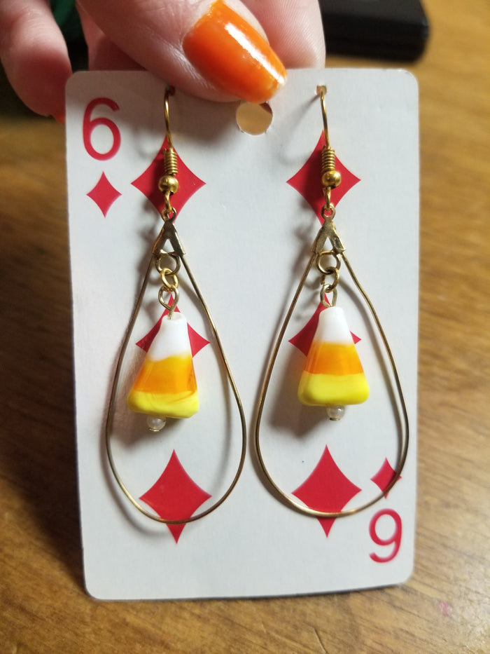 Floating Candy Corn EARRINGS by Skullduggery Studio