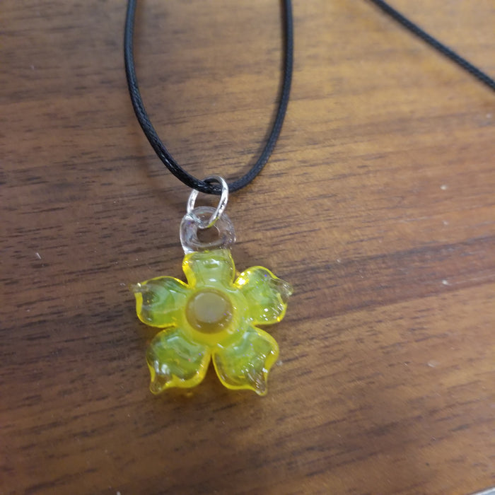 Flower Blown Glass Pendants NECKLACE by W.C. Glass