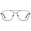 Black || Men's Stainless Steel Double Bridge Prescription Glasses with Black Frame and Clear Lens on a white background