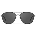 Black / Grey || Men's Stainless Steel Double Bridge Prescription Sunglasses with Black Frame and Grey Lens on a white background