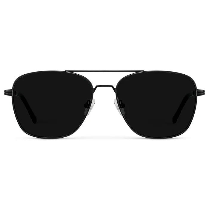 Black / Triple Black Lens || Men's Stainless Steel Sunglasses with Black Frame and Black Lens on a white background