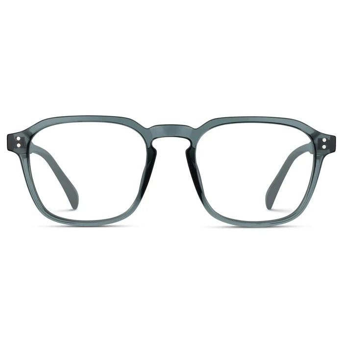 Crystal Stone Blue || Men's Square Prescription Sunglasses with Crystal Stone Blue Frame and Clear Lenses on a white background