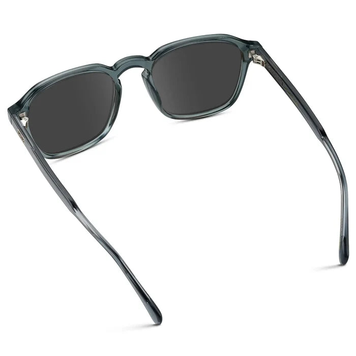 Crystal Stone Blue / Grey || Men's Square Prescription Sunglasses with Crystal Blue Frame and Grey Lens
