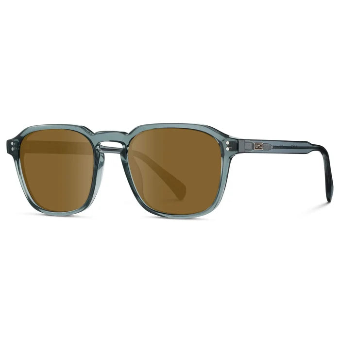 Crystal Stone Blue / Amber || Men's Square Prescription Sunglasses with Crystal Blue Frame and Brown Lens