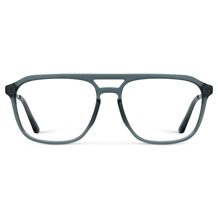 Stone Blue || Men's Double Bridge Aviator Prescription Glasses with Stone Blue Frame and Clear Lens on a white background
